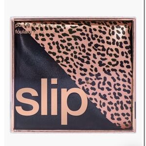 Slip Pure Silk Hair Wrap reversible double lined leopard print and black